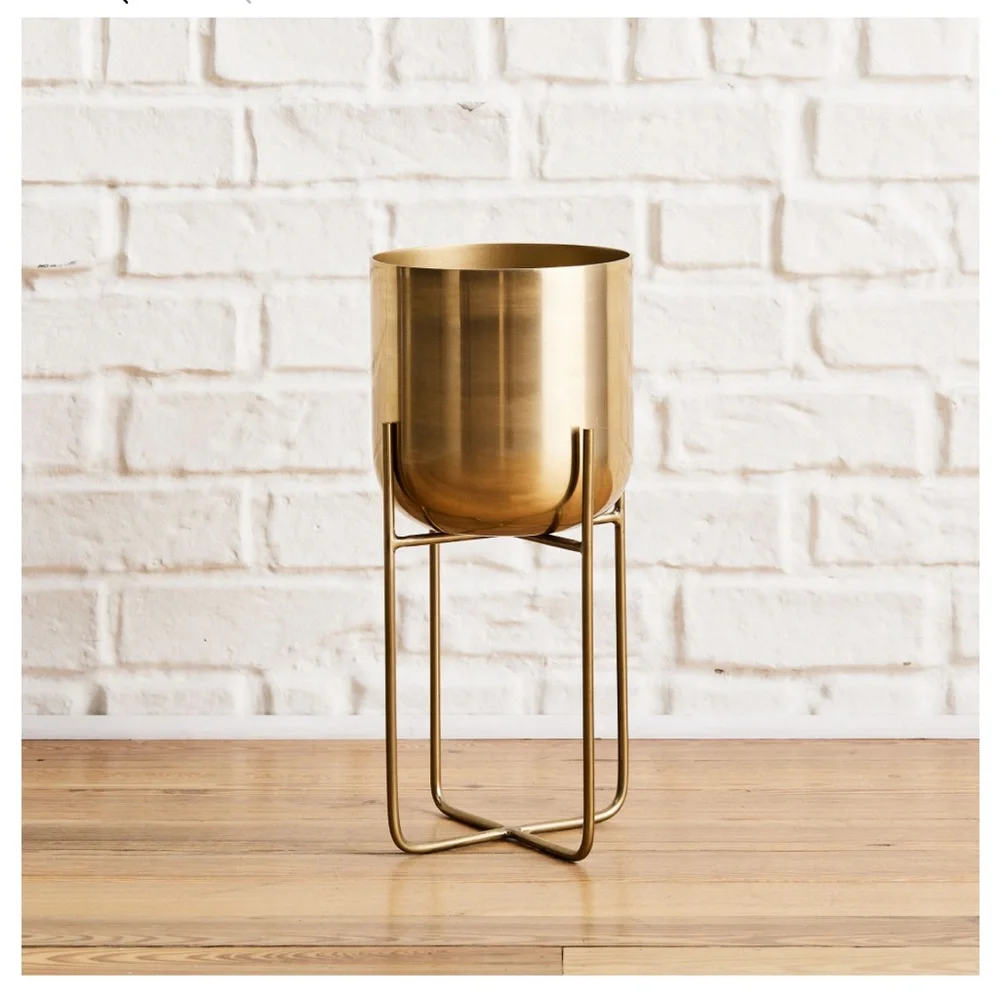 West Elm Brass Planter with Stand